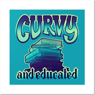 Curvy and educated, stack of aqua blue books Posters and Art